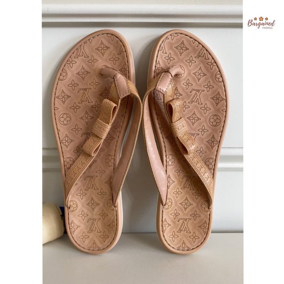 Authentic Louis Vuitton Pink Monogram Embossed Rubber Flip Flop Sandals 36.5/6.5 - Picture 11 of 13